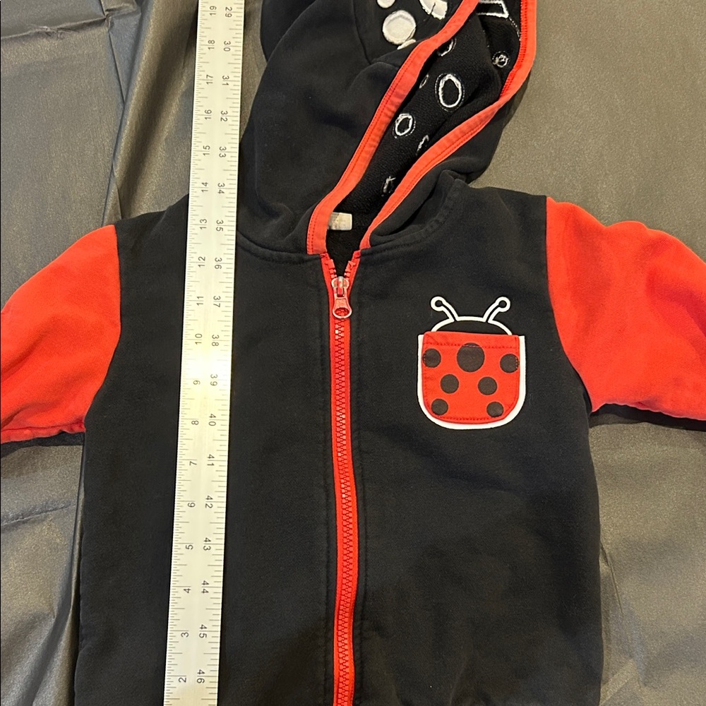Doodle Pants Black & Red Ladybug Hooded Zip-Up Sweatshirt